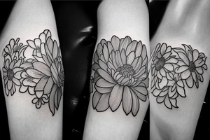Narcissus and chrysanthemum simple strand flower bouquet tattoo idea