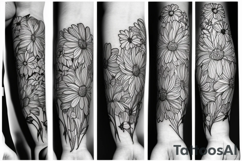 Narcissus and chrysanthemum simple strand tattoo idea