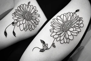 Narcissus and chrysanthemum simple strand tattoo idea
