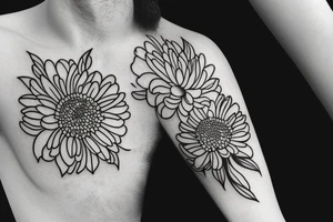 Narcissus and chrysanthemum layered bouquet tattoo idea