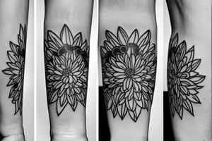 Narcissus and chrysanthemum layered bouquet tattoo idea