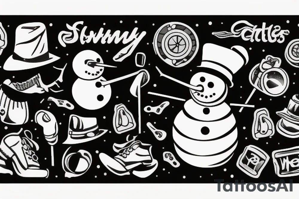 Snowman playing golf tattoo idea