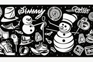 Snowman playing golf tattoo idea