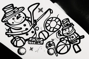 Snowman playing golf tattoo idea