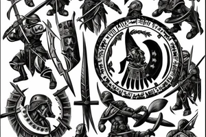 spartan defending with shield and spear tattoo idea