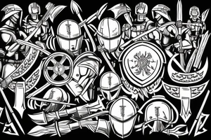 spartan defending with shield and spear tattoo idea