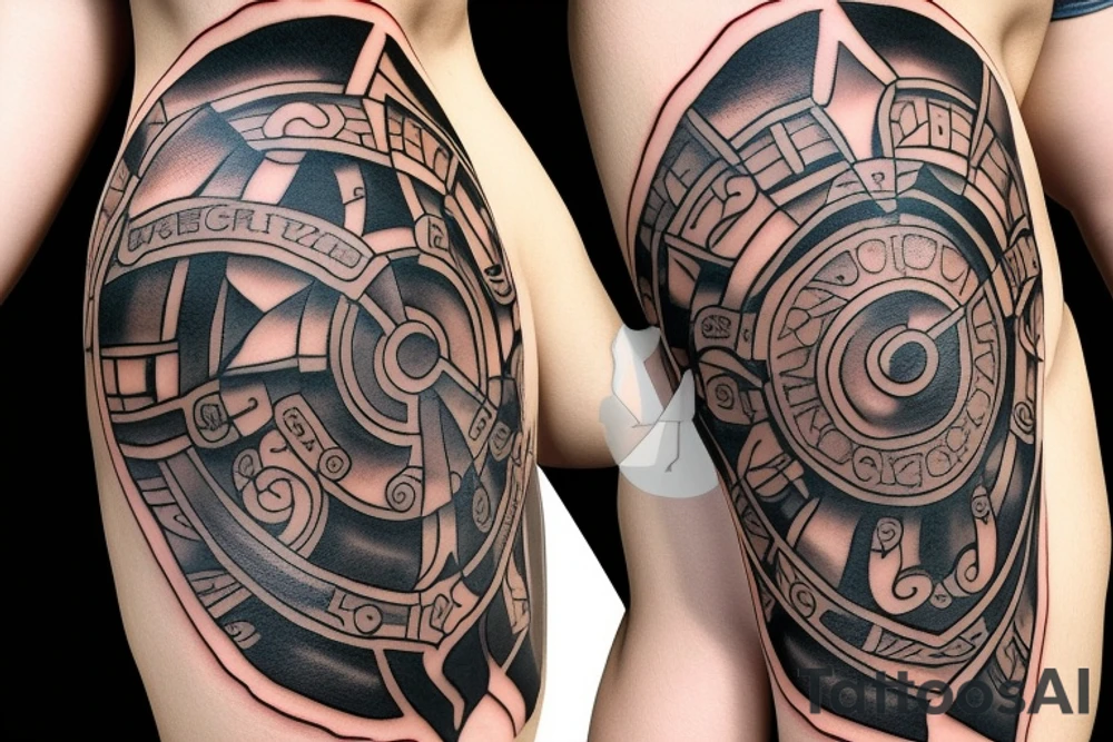 spartan defending with shield and spear tattoo calf tattoo idea