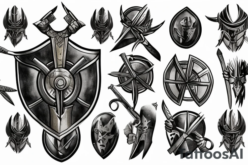 spartan defending with shield and spear tattoo calf tattoo idea