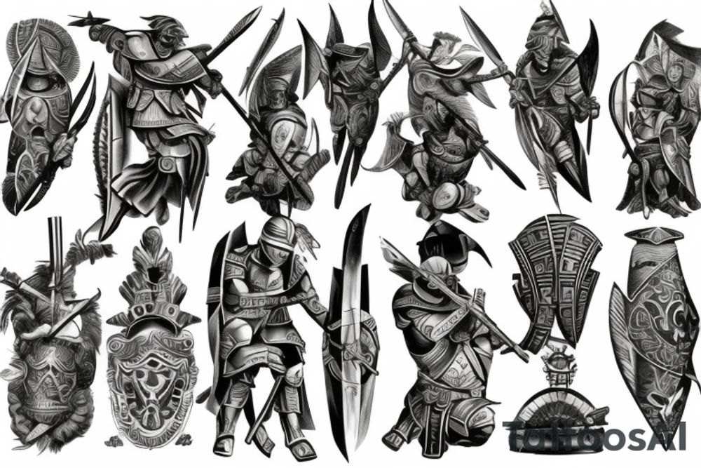 spartan defending with shield and spear tattoo calf tattoo idea