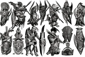 spartan defending with shield and spear tattoo calf tattoo idea