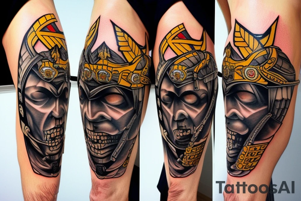 spartan defending with shield and spear tattoo calf tattoo idea