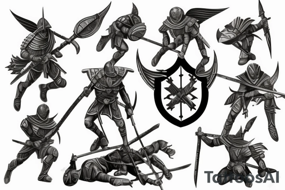 spartan defending with shield and spear tattoo calf tattoo idea