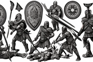 spartan defending with shield and spear tattoo calf tattoo idea