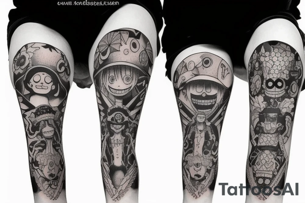 one piece leg tattoo tattoo idea