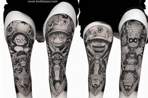 one piece leg tattoo tattoo idea
