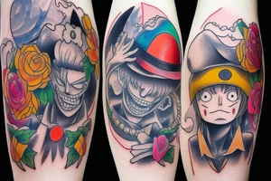 one piece leg tattoo tattoo idea