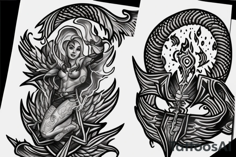mage casting fireball tattoo tattoo idea