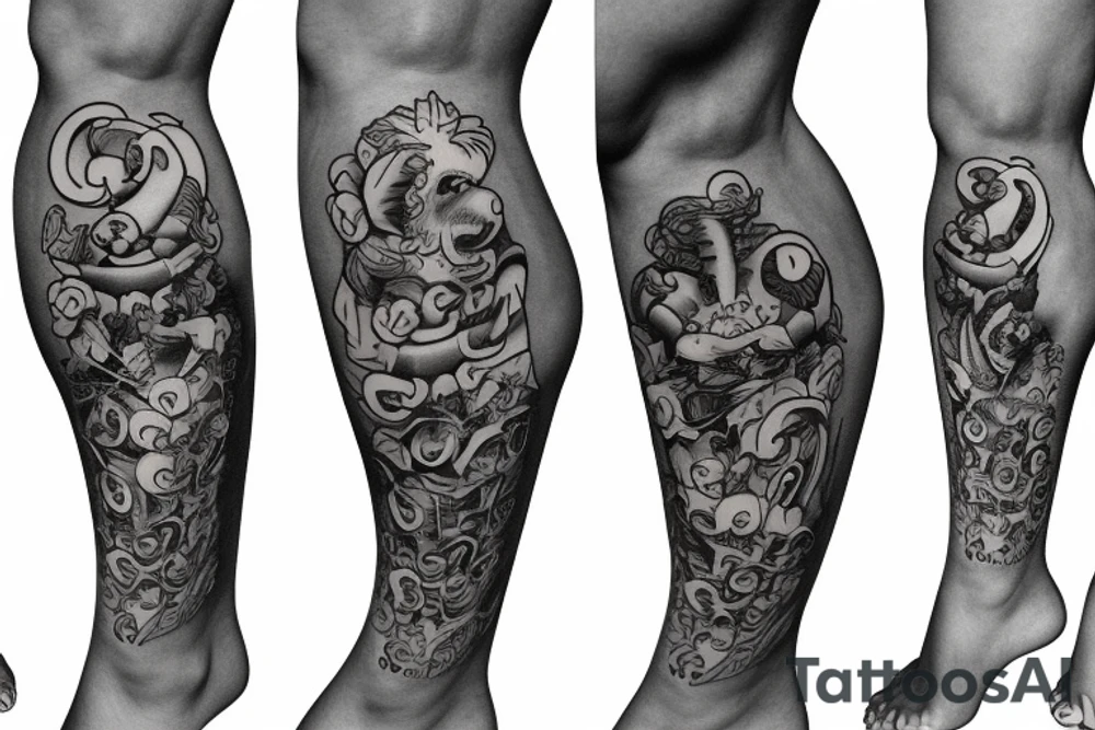 sunbear leg tattoo tattoo idea