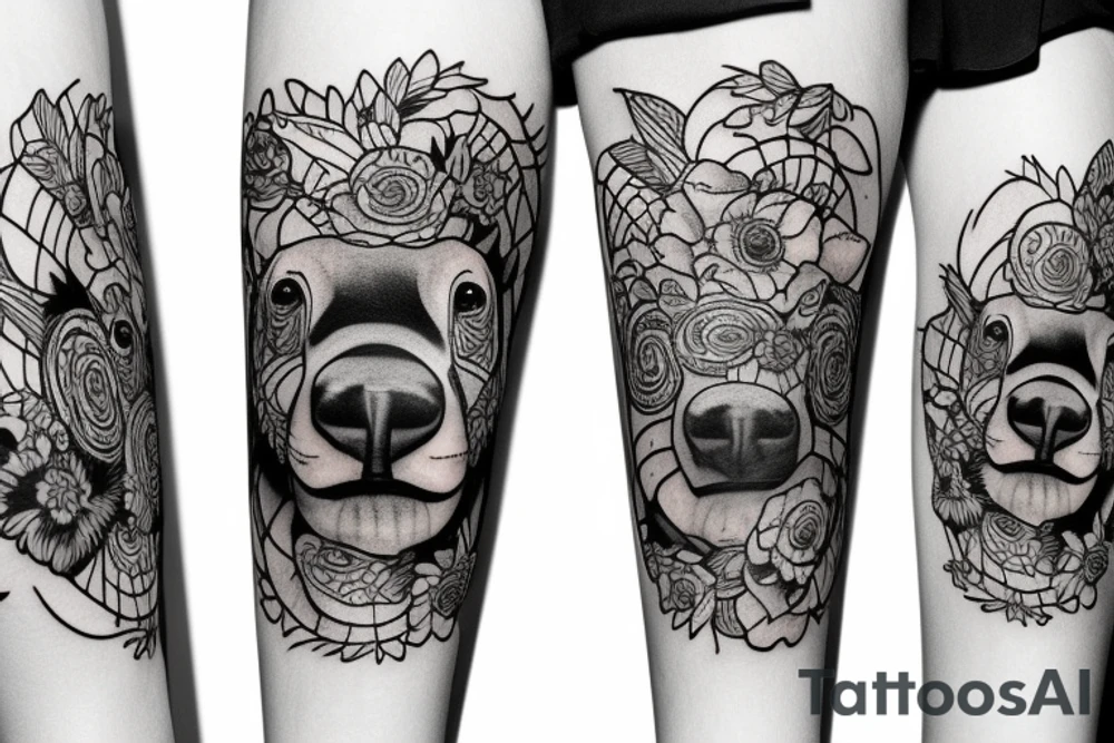 sun bear leg tattoo tattoo idea