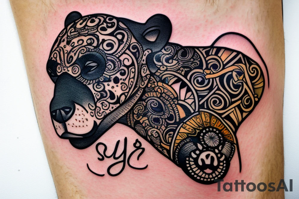 sun bear leg tattoo tattoo idea