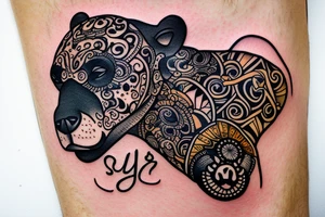 sun bear leg tattoo tattoo idea