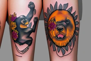 sun bear leg tattoo tattoo idea
