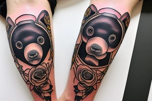 sun bear leg tattoo tattoo idea