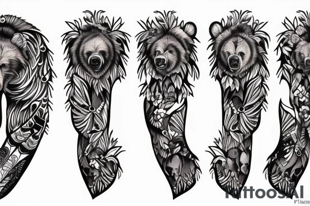 grizzly bear leg tattoo tattoo idea