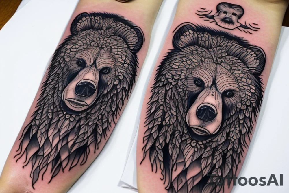 grizzly bear leg tattoo tattoo idea