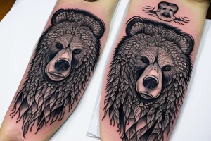 grizzly bear leg tattoo tattoo idea