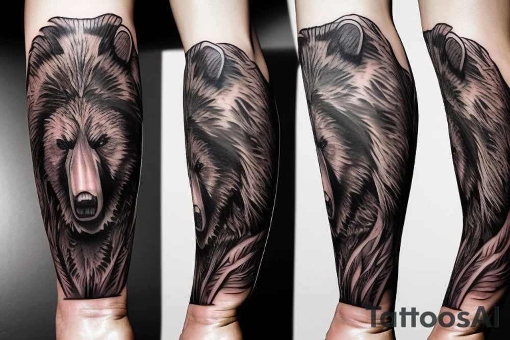 grizzly bear leg tattoo tattoo idea
