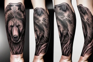grizzly bear leg tattoo tattoo idea