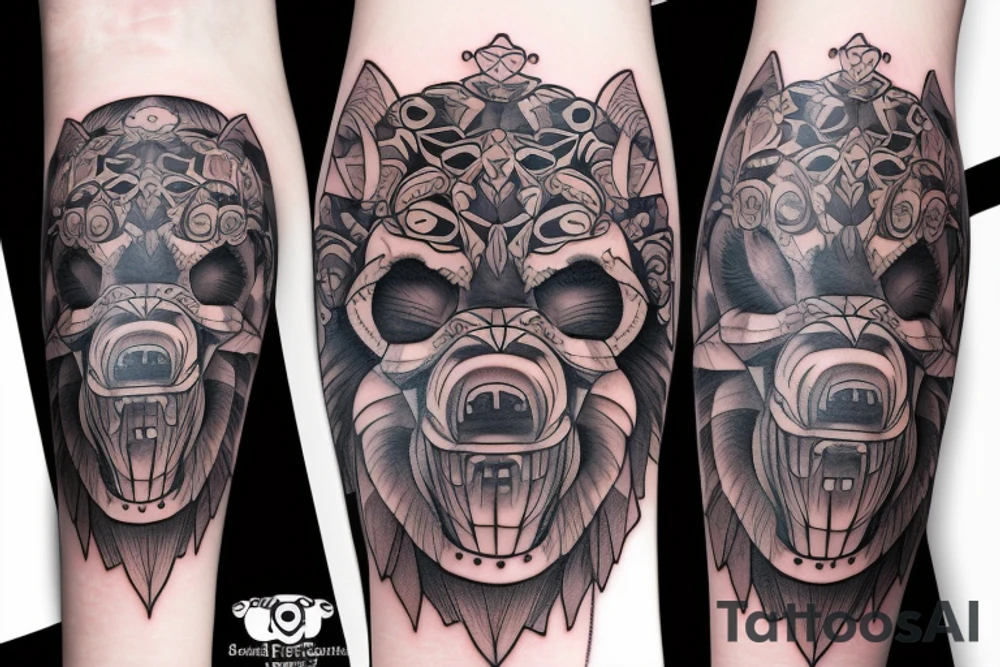 grizzly bear leg tattoo tattoo idea