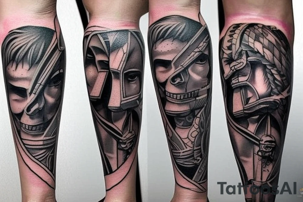 hoplite leg tattoo tattoo idea