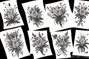 lion with stargazer lilies tattoo idea