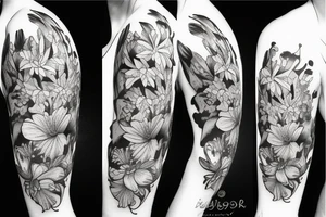 lion with stargazer lilies tattoo idea