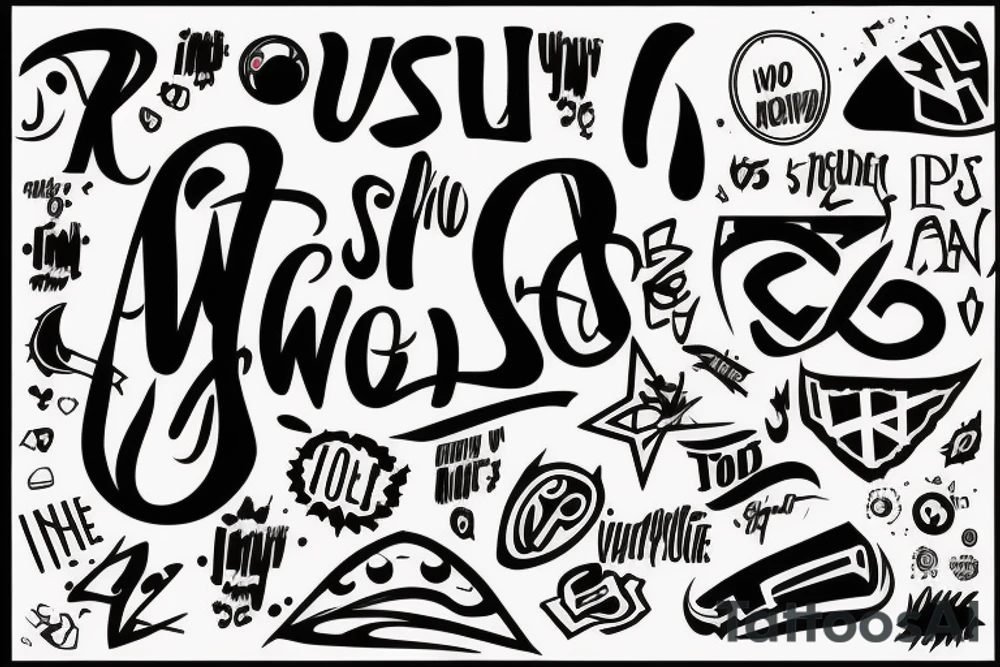 Just the following 2 words "So What?" Using abstract font tattoo idea