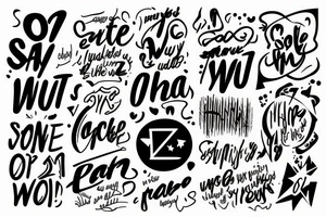 Only the sentence "So What?" Using abstract font tattoo idea