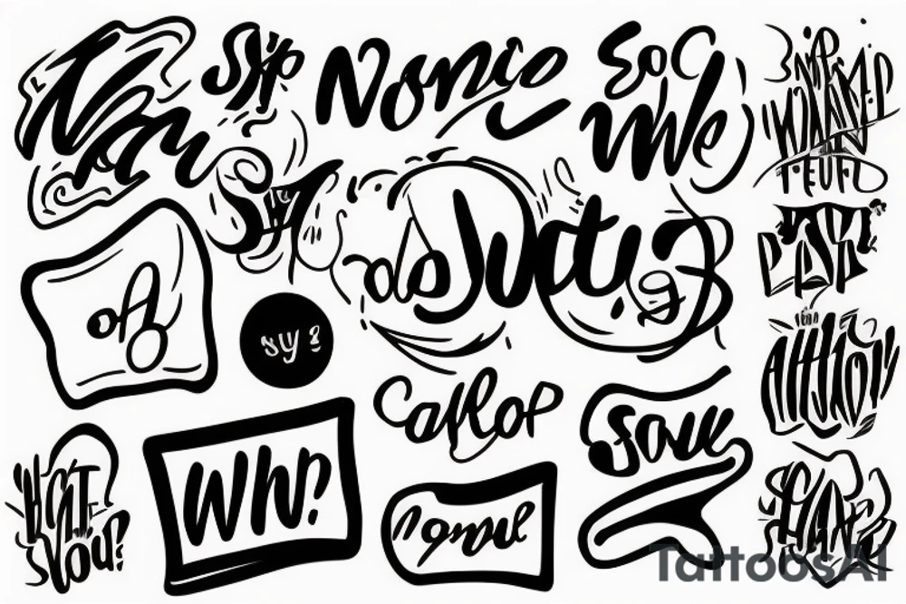 Only the sentence "So What?" Using abstract font tattoo idea Only the sentence "So What?" Using abstract font tattoo idea