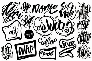 Only the sentence "So What?" Using abstract font tattoo idea