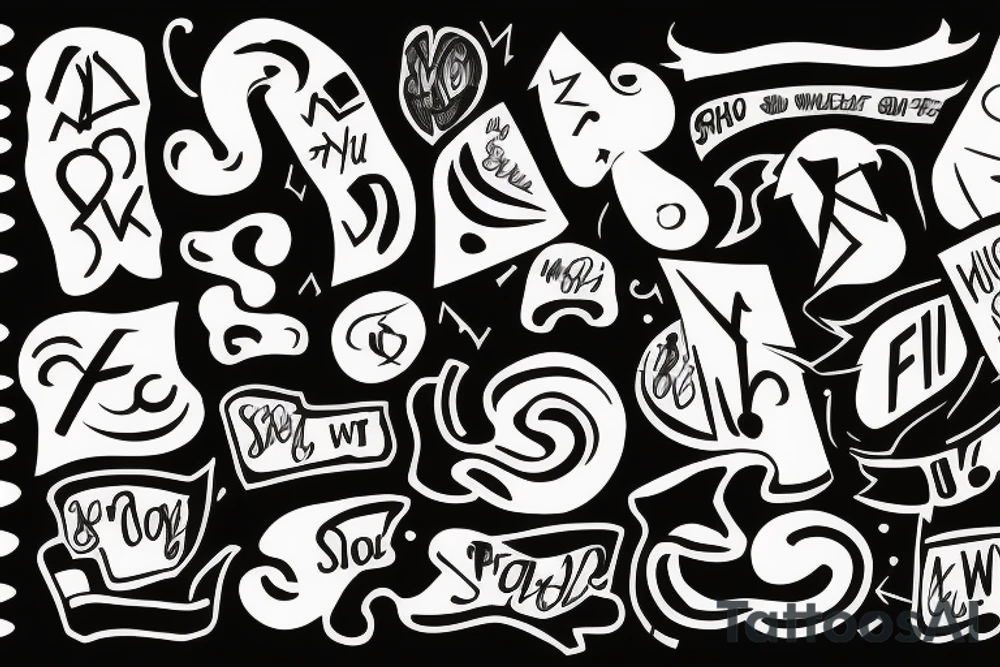 The sentence "So What?" Using abstract font tattoo idea