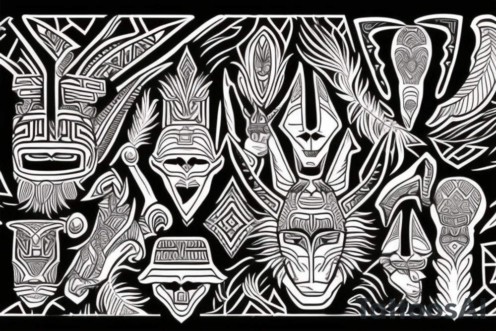 Anubis mixed with Polynesian patterns tattoo idea