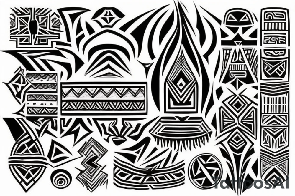 Samoan tribal and geometric fusion tattoo idea