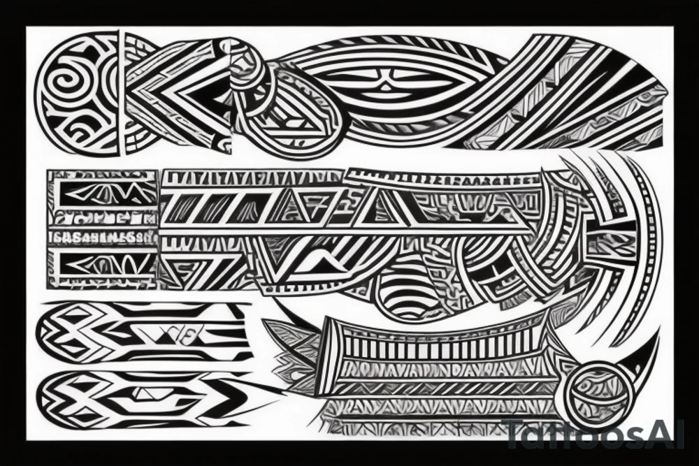 Samoan tribal and geometric fusion tattoo idea