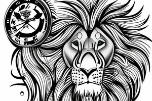 Lion clock tattoo idea