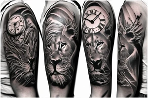 Lion clock tattoo idea