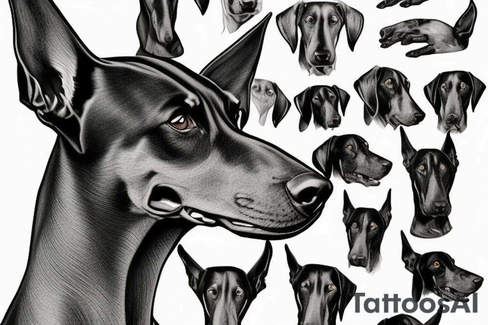 Doberman pincher barking tattoo idea