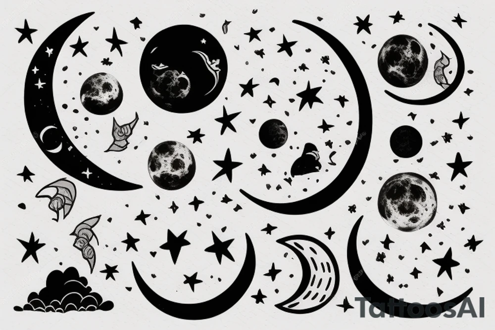 saying “and when you think you have nothing left, rises the moon”
picture of a moon tattoo idea