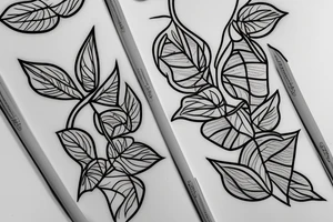 Squash blossom vine thin line stipple shade tattoo idea
