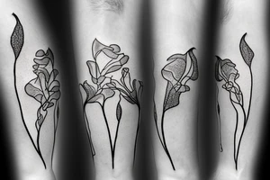 Squash blossom vine thin line stipple shade tattoo idea